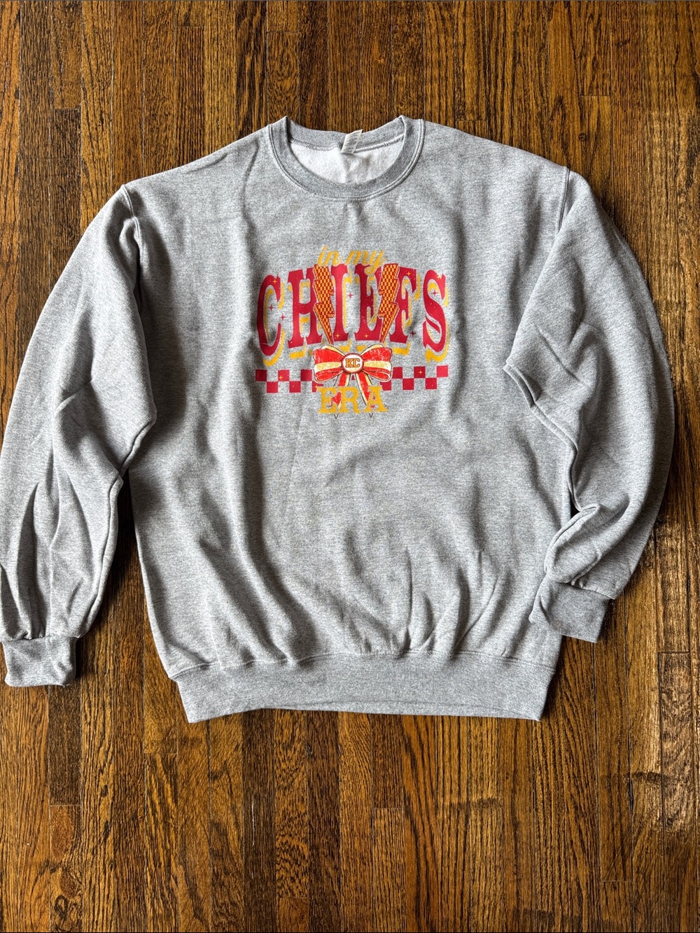 Gray 'In My Chiefs Era’ Graphic Crewneck Sweatshirt